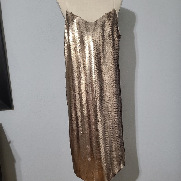 J. Crew Dresses & Skirts - J. Crew Sequin Spaghetti Strap Slip Dress, Champagne Light Gold Dress, size 16